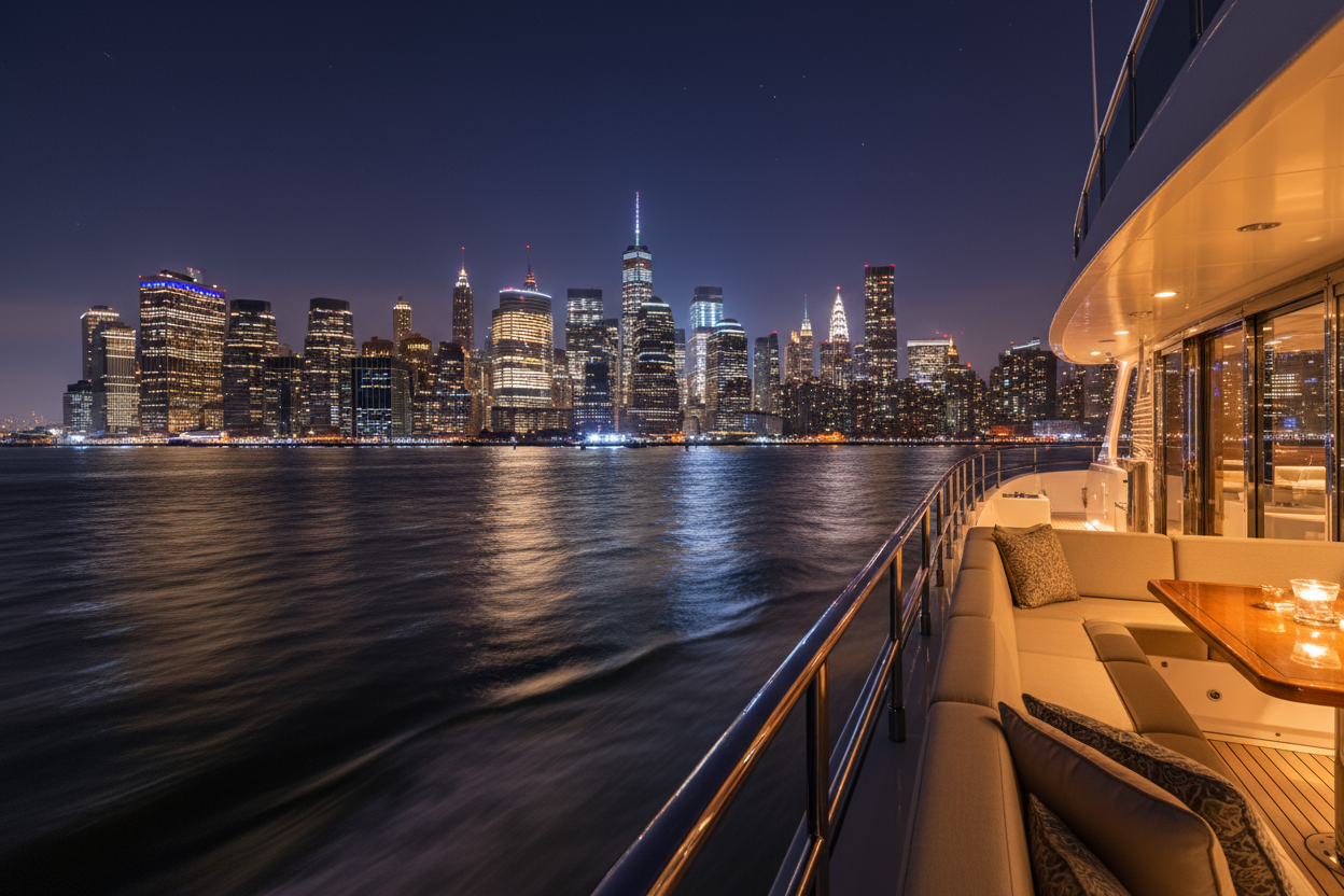 nice but its nighttime and not from the front of the boat but from the side